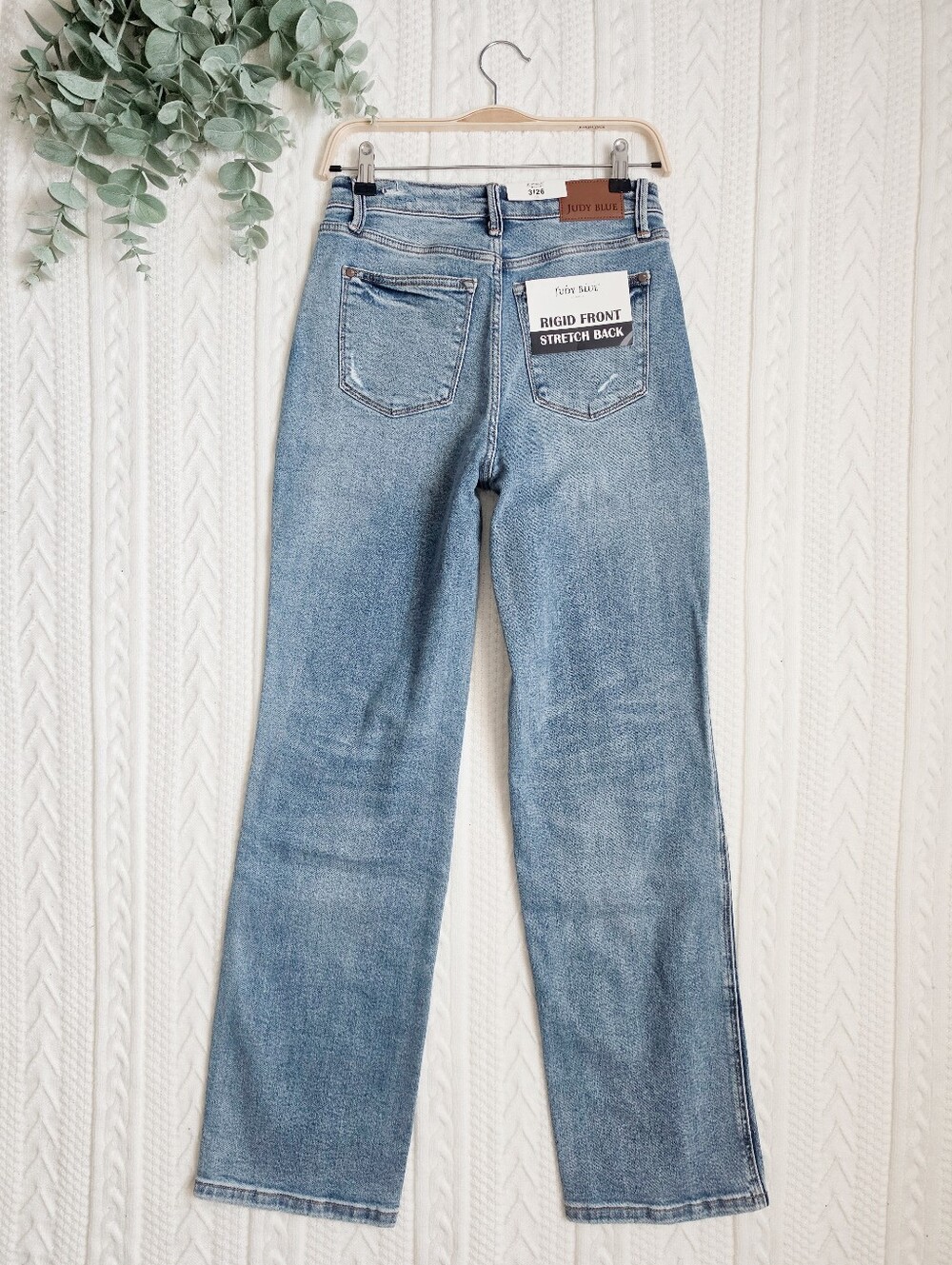 Judy Blue Criss Cross Rigid Magic Straight Dad Jeans Stretch HR Medium 3/26 NEW - Picture 8 of 11